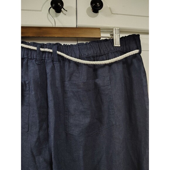 Per Se Linen Blend Pants Womens XL Petite Navy Relaxed Pull On Beachy Classic - Picture 8 of 10